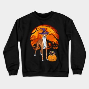Greyhound pumpkin witch Crewneck Sweatshirt